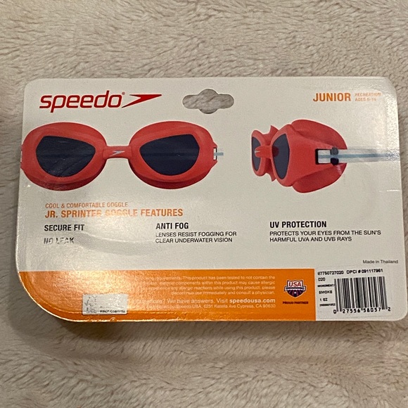 Speedo Jr (6-14) Junior Sprinter Cool & Comfortable Swim Goggles Gray Smoke NWT - Picture 6 of 6